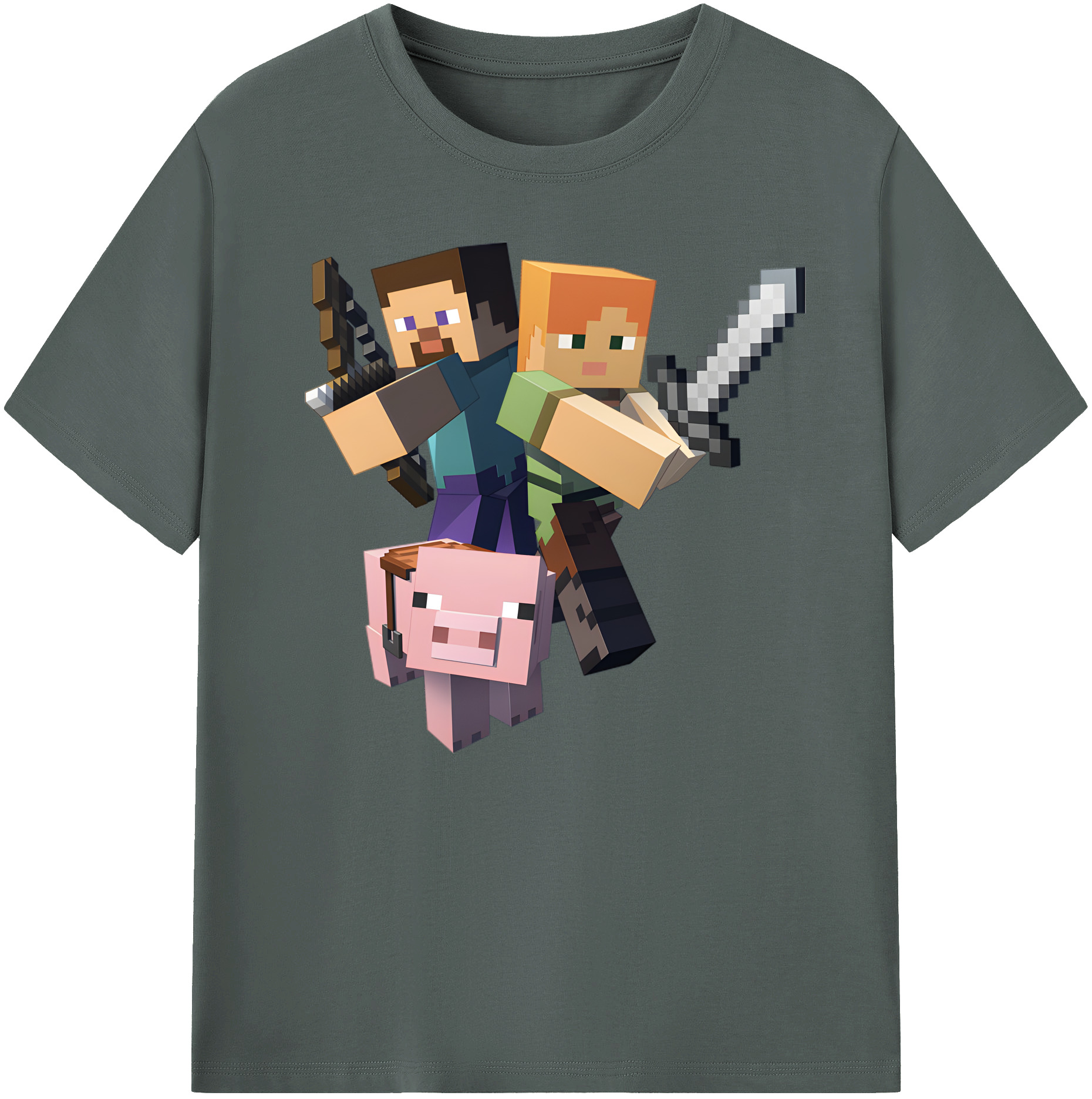 （画像用） マインクラフト ブロックの世界 Minecraft MC Block world 綿100％ メンズ半袖Tシャツ｜肌触りやわらか＆通気性